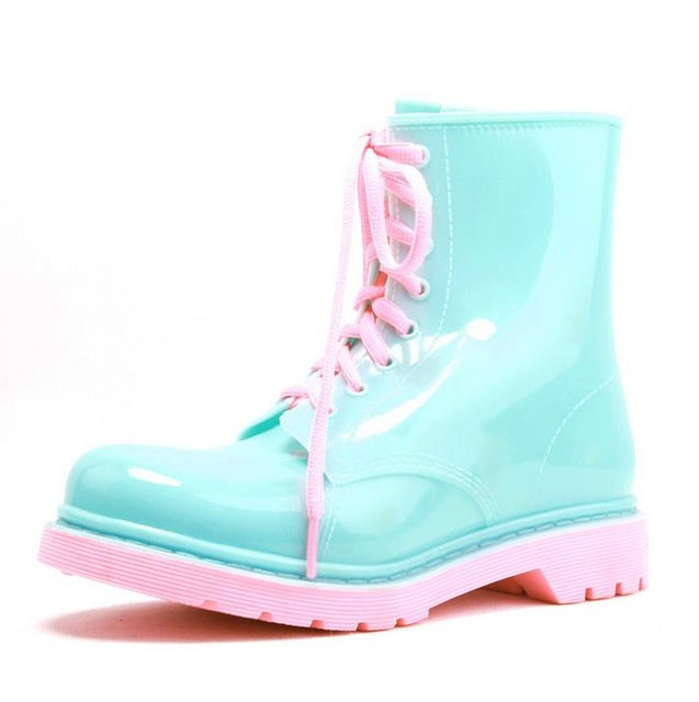 Lace-up Wings Rain Boots