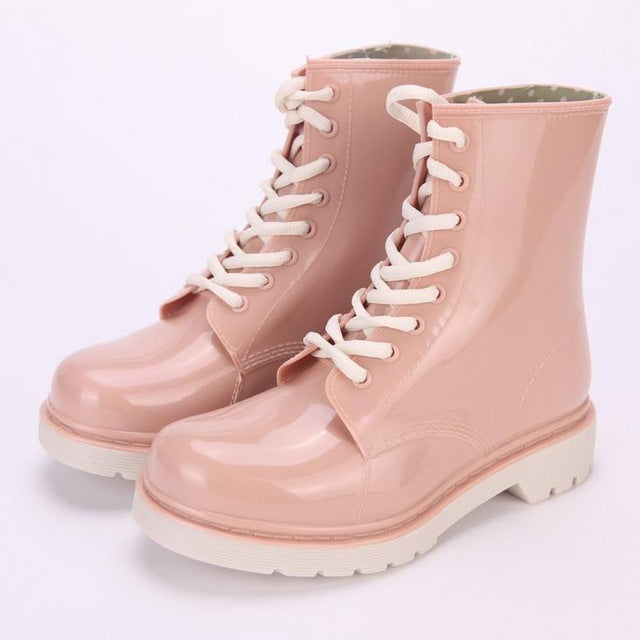 Lace-up Wings Rain Boots