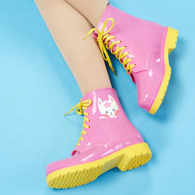 Lace-up Wings Rain Boots